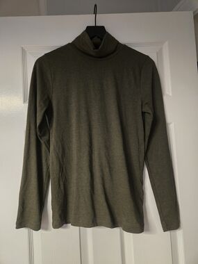 J. Crew Olive Green Long-Sleeve Turtleneck Top